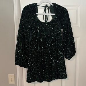 Altar'd State Green Sequin Mini Dress